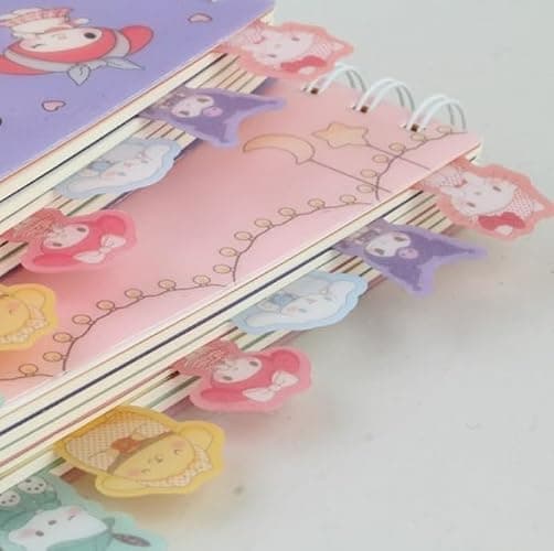 Cute Kitty Melody Ruled Spiral Notebook Diary Planner 6 x 6.5 In, 6 Dividers Index Tabs, About 90 Sheets (Purple) thumbnail 7
