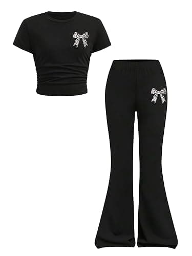 Afsmlys Tween Girls Clothes T-Shirt Top + Pants 2pcs Outfit Set Teen Girl Spring Summer Clothing, Size 7-16 Years - Image 1