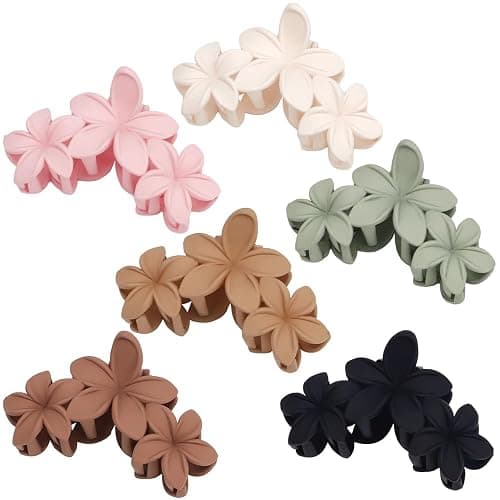 Ahoney 6PCS Flower Hair Clips for Women Strong Hold Nonslip, Big Flower Claw Clip for Thick Hair, Hawaiian Hibiscus Cute Hair Clips Beach Hair Accessories for Women Girls (Neutral) thumbnail 7