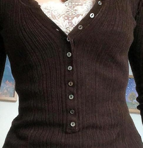 Women Fairy Grunge Tops Y2K Long Sleeve Slim Fit Blouse Vintage Lace Trim V Neck Harajuku Aesthetic Shirt thumbnail 2