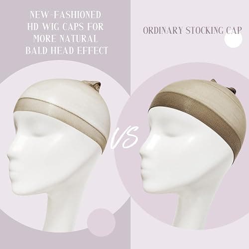 MYKURS Transparent Wig Caps for Women Lace Front, HD Caps for Wig, Brown 24 PCS - HD Brown thumbnail 3