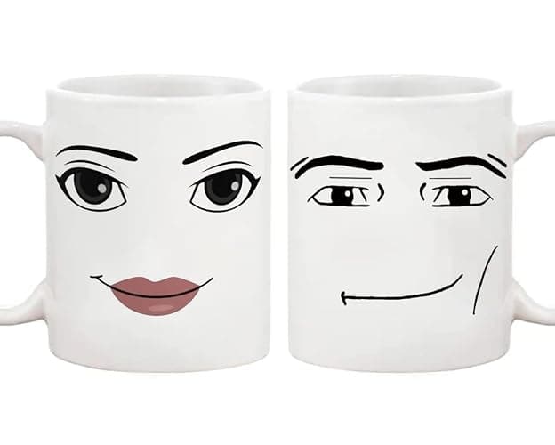 Fonhark Funny Gamer Mug Set - MAN & WOMAN Face Mugs, Birthday Gift, 11 Oz White Novelty Coffee Cup (Pack of 2) - Image 1