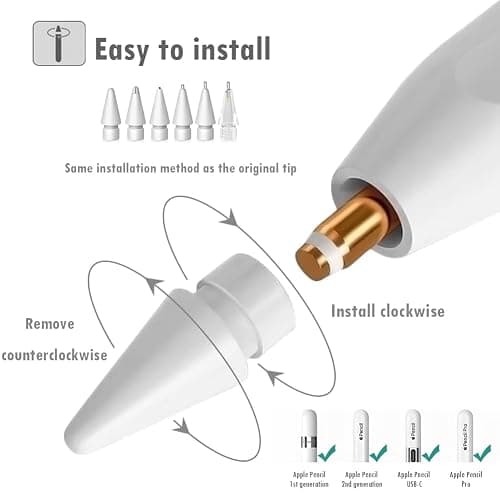 SIXFU Replacement Pencil Tips for Apple Pencil, Multiple Durable iPencil Tip Nibs Accessories for iPad Pro/Apple Pencil Pro/USB-C/ 1st Gen/ 2nd Generation (6 PCS) thumbnail 2