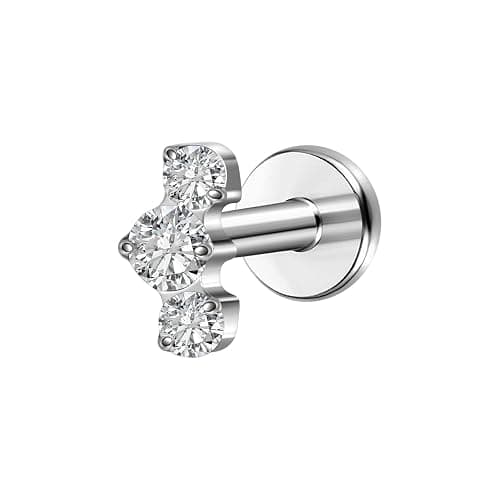 16G Flat back Earring Stud ASTM F136 Titanium 6mm 8mm Push In Fit Threadless Dainty Cartilage Piercing Jewelry for Women for Tragus Helix Rook Conch Lobe Lip - Image 1