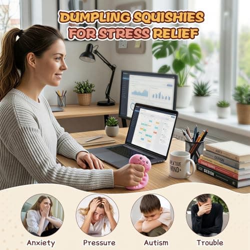 Dumpling Squishy 4 Pack, Glitter Dumpling Squishy Fidget Sensory Toys, Colorful Dumplings Squishies Stress Balls for Anxiety Relief, Bao Bun Squeeze for Kids Adults Presents thumbnail 4
