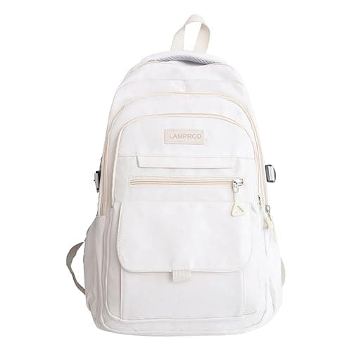 Cute Aesthetic Girls Backpack for School Large Capacity Bookbags College Backpack for Students Kids Teen Girls Laptop Bookbag Casual Travel Daypacks(White) - White