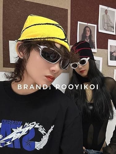 Y2K Knitted Beanies Hat Men Women Graphic Vintage Cap Gothic Warm Knitted Hat Streetwear Trend Beanie thumbnail 5