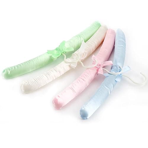 Tosnail 12 Pack Satin Padded Hangers Foam Padded Dress Hangers - Pink, Blue, Green, Ivory thumbnail 6