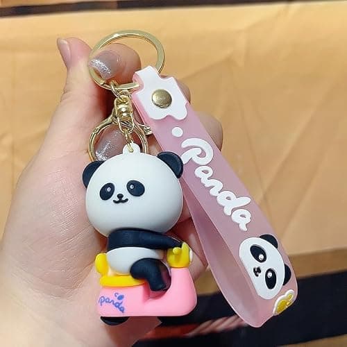 Ximimark 4 pcs Cute Bamboo Panda Keychain - Soft Rubber Pendant for Small Gifts and Hanging Ornaments thumbnail 5