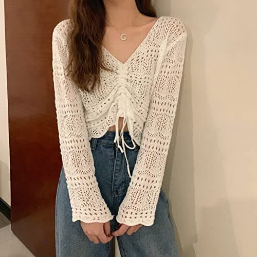 Cottagecore Blouse Crochet Top Cottagecore Clothing Grunge Fairy Clothes Grunge Fairy Aesthetic Fairycore Clothing - One Size - White thumbnail 2