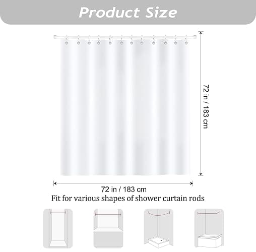 Bonhause Peach Shower Curtain, Allover Fruits Pink Peachy Bathroom Curtain 72x72 Inch Polyester Fabric Waterproof Bath Curtain with 12 Hooks thumbnail 2