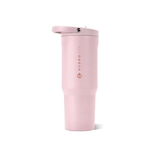 HydroJug Sport 32 oz Insulated Stainless Steel Water Bottle, Pink Sand | Triple wall insulated, circular flip straw, leak-resistant, swivel handle, removable rubber boot, BPA-free, dishwasher safe - Image 1