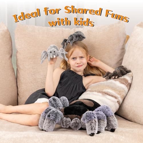 MorisMos 4Pcs Large Spider Plush, 16inch Mommy Spider Stuffed Animals with 3 Babies, Realistic Plush Toys, Soft Cuddly for Kids Boys Girls thumbnail 4