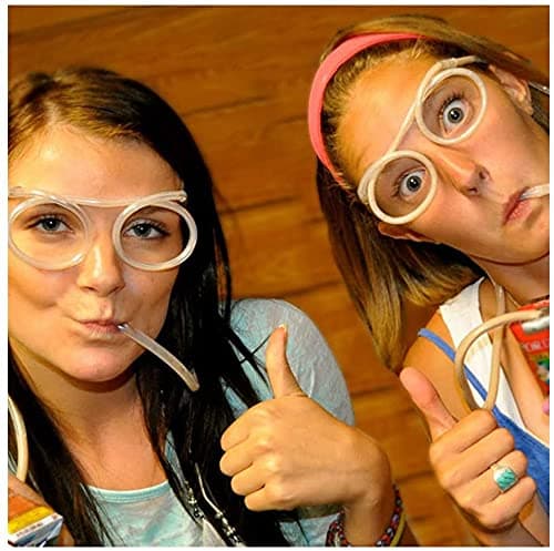 QNCIGER Straw Glasses - Funny Adults Crazy Eyeglass Straw for Birthday Parties, DIY Fun Activities, Kids Party Supplies, Game Ideas (1 Pcs, Crystal) thumbnail 2