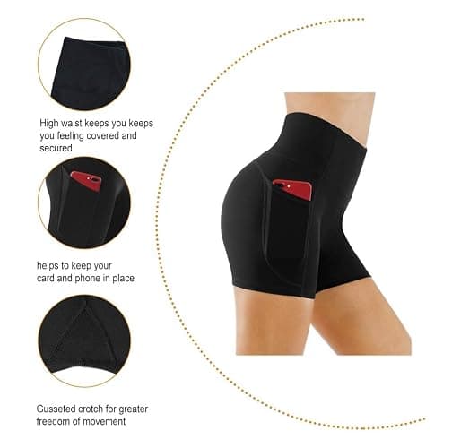 THE GYM PEOPLE High Waist Yoga Shorts for Women's Tummy Control Fitness Athletic Workout Running Shorts with Deep Pockets thumbnail 6