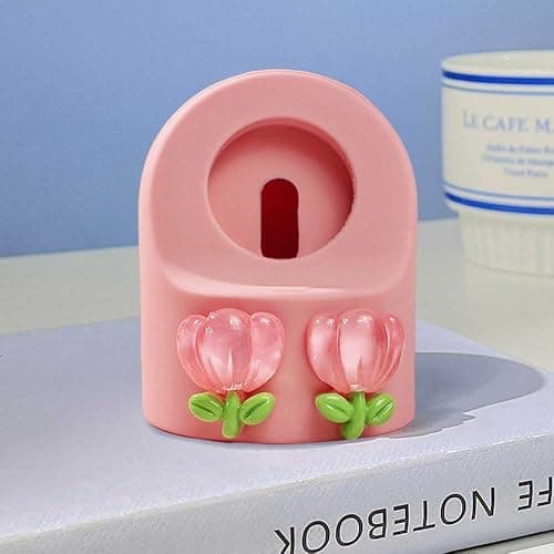 Cute Cartoon Tulip Charger Stand Fit for Apple Watch Series 10/9/8/SE2/SE/Ultra2/Ultra/7/6/5/4/3/2/1(49mm 45mm 44mm 42mm 41mm 40mm 38mm), Silicone iWatch Charging Dock Supports Nightstand Mode thumbnail 3