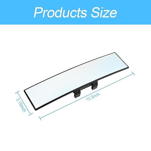 8sanlione Car Rearview Mirrors, Shock Resistant Interior Clip-on Panoramic Rear View Mirror for Car, Wide Viewing Range, 12 inch HD Universal Use for Cars, SUVs, Trucks, Vehicles (White) thumbnail 2