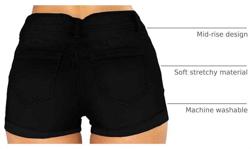 Govc Women Casual Summer Mid Waist Stretchy Denim Jean Shorts Junior Short Jeans thumbnail 4