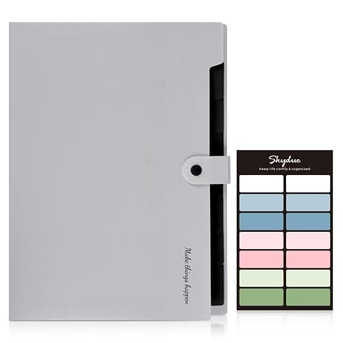 SKYDUE Accordion File Organizer, 8 Pockets Expanding File Folders, Portable Document Paper Organizer, Home College School Office Supplies, Letter Size Gray - Gray thumbnail 2