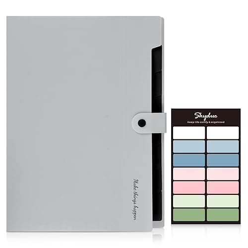 SKYDUE Accordion File Organizer, 8 Pockets Expanding File Folders, Portable Document Paper Organizer, Home College School Office Supplies, Letter Size Gray - Gray thumbnail 2