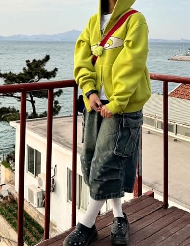 Y2k Baggy Jean Shorts Women Grunge Cargo Jorts Long Bermuda Short Loose fit Denim Cargo Shorts for Men thumbnail 6
