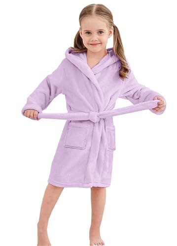 Umeyda Girls Fleece Hooded Robes, Warm Printed Bath Robe for Kids Soft Fuzzy Bathrobe for Gifts thumbnail 3