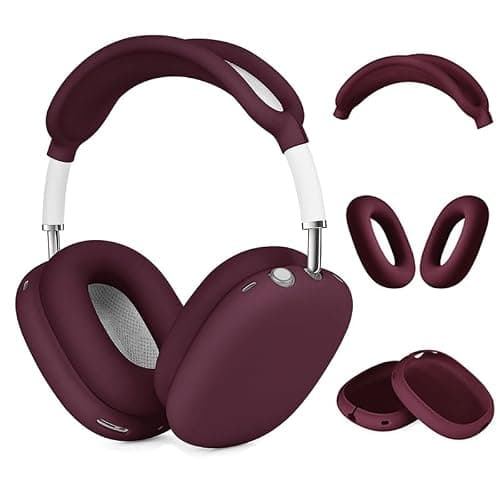 Silicone Case Cover for AirPods Max Headphones，Anti-Scratch Ear Cups Cover/Ear Pad Case Cover/Headband Cover 3 in 1 Accessories Silicone Protector for Apple AirPods Max（Wine red） - Image 1