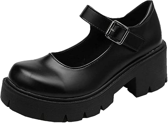 Women's Platform Mary Janes Heart Cat Buckle Rivets Ankle Lolita Gothic Princess Platform Pumps Patent Leather Thorn Vintage Traditional Embroidery Upper Dress Shoes - Image 1