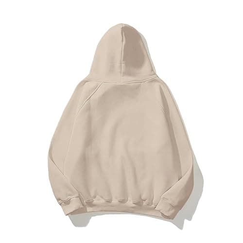 Lauweion Women Solid Basic Fleece Letter Loose Hoodie Sweatshirt Long Sleeve Kangaroo Pocket Drop Shoulder Pullovers Top thumbnail 2