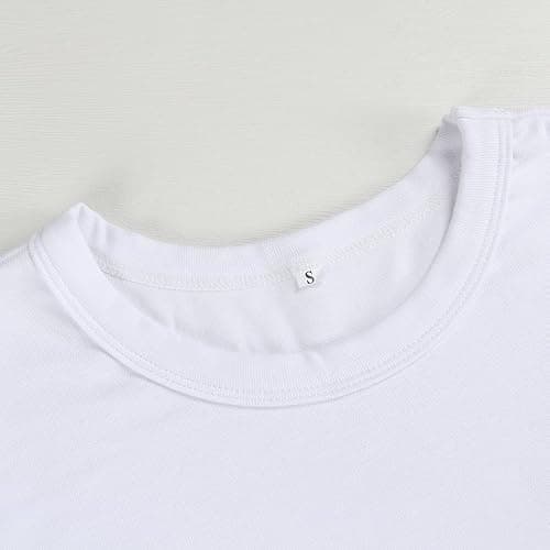GEMBERA Womens' Stretchy Ribbed High Neck Short Sleeve Gym Workout Slim Fitted Casual Full Length Top T-Shirt thumbnail 4