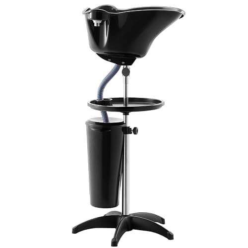 VEVOR Portable Shampoo Bowl, Deep Shampoo Sink with Adjustable Height & Angle, Washing Hair Station Includes Drain Hose, Shower Head and Bucket, Salon Sink for Home & Barber Use, Black thumbnail 9