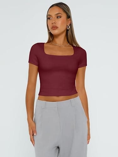 Trendy Queen Tshirts Shirts for Women Double Lined Going Out Crop Tops 2025 Spring Summer Workout Y2k Clothes Beach Fashion thumbnail 2