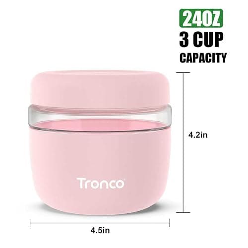 Tronco 24 oz Glass Lunch Bowl Container with Lid, Reusable Glass Food Container for Salad, Snack,Yogurt, Soup Food Storage, Meal Prep, Airtight, Leak & Spill Proof, Dishwasher Safe, BPA-Free, Set of 1 thumbnail 2