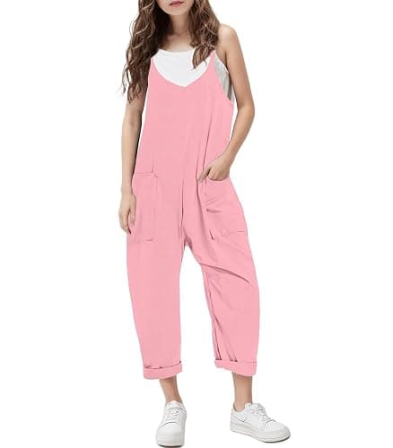 RAISEVERN Jumpsuits for Girls Casual Sleeveless Loose Spaghetti Strap Summer Rompers Long Pants with Pockets - Image 1