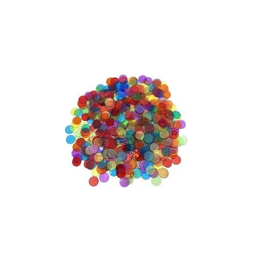 JUNWRROW 500 Pieces 3/4 inch Transparent 6 Color Bingo Counting Chips with Bag thumbnail 3
