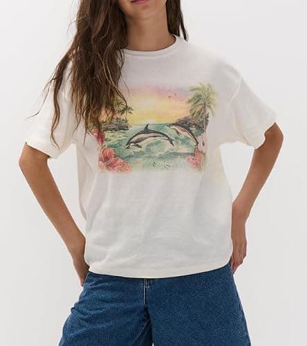 Oversized Graphic Shirt for Teens Girl Women Y2K Short Sleeve Floral Baggy Tops Preppy Vintage Aesthetic Loose Tee thumbnail 3