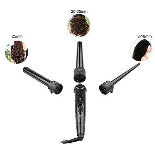 iMissiu Tourmaline 3 in 1 Curling Wand Set with 3 Interchangeable Curling Iron Ceramic Barrels with Heat Resistant Glove – Black thumbnail 4