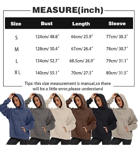 Lauweion Women Solid Basic Fleece Letter Loose Hoodie Sweatshirt Long Sleeve Kangaroo Pocket Drop Shoulder Pullovers Top thumbnail 6