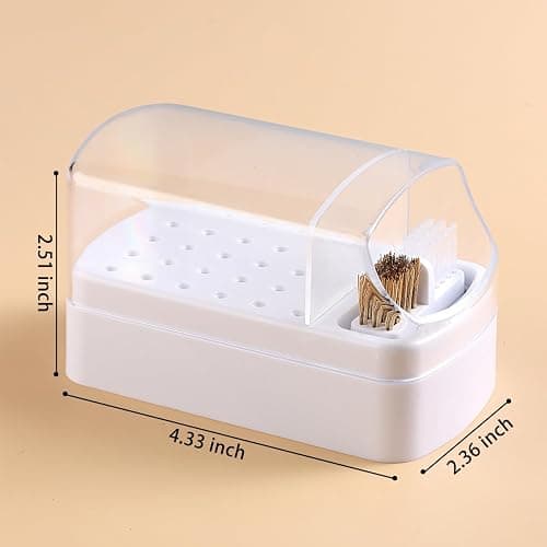 Fcozpjk 2 in 1 Nail Drill Bit Holder and Nail Drill Bits Cleaner Brush Case, 30 Holes Nail Drill Bits Organizer Display Stand Container Box, Manicure Drill Cleaning Brush, Professional Nail Tools thumbnail 2