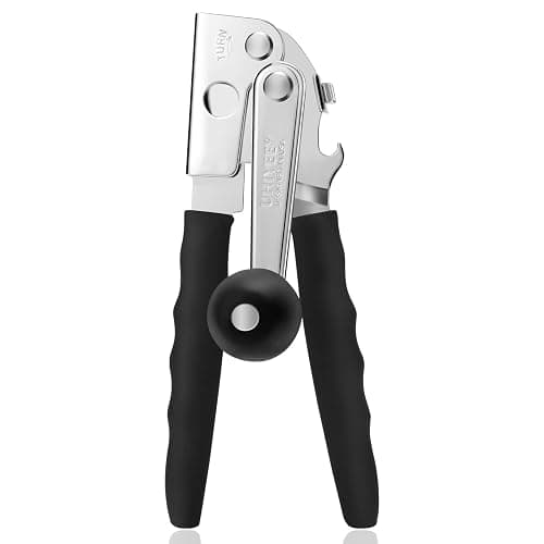 Commercial Can Opener, UHIYEE Hand Crank Can Opener Manual Heavy Duty with Comfortable Extra-long Handles, Oversized Knob, Large Handheld Can Open Easy for Big Cans, Black - Image 1