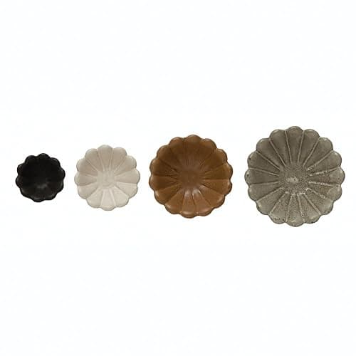 Creative Co-Op Stoneware Flower Bowls, 6" L x 6" W x 3" H, Multicolor thumbnail 3