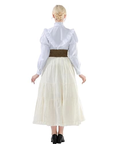 CR ROLECOS Womens Renaissance Skirt Victorian Lace-up High Waist Peasant Long Skirt thumbnail 3