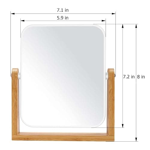 LFOYOU Vanity Makeup Mirror with Natural Bamboo Stand, Double Sided 360 Degree Swivel Magnifying Mirror, Tabletop Magnified Make up Mirror for Bathroom or Bedroom 8 Inch thumbnail 8