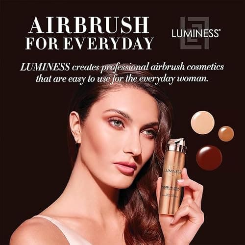 LUMINESS Silk Airbrush Spray Foundation & Buffing Brush Kit – Full Coverage Foundation & Dual-Sided Buffing Brush - Buildable Coverage, Anti-Aging Formula Hydrates & Moisturizes (Shade - Medium) thumbnail 9