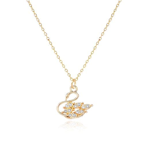 QLYOVWE Crystal Swan Pendant Necklace for Women 14K Gold Plated Rhinestones Necklace Elegant Bird Design Birthday Holiday Christmas Jewelry Gift - Image 1