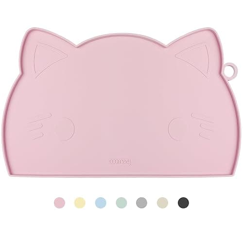 Coomazy Cat Food Mat Thicker Non-Slip Dog Feeding Mat with Raised Edge - Image 1