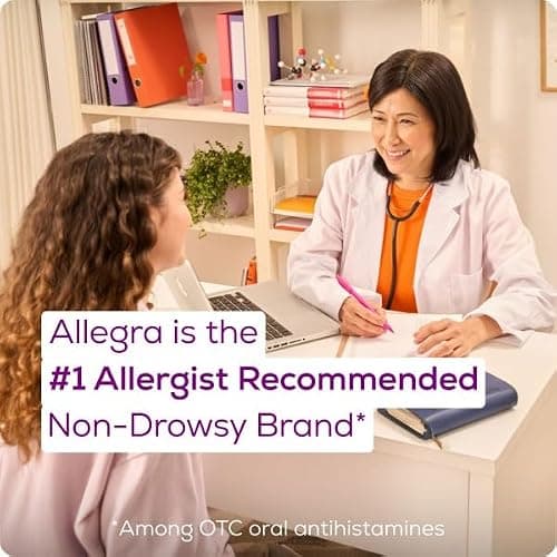 Allegra Adult 24-Hour Allergy Relief Tablets, Non-Drowsy Indoor and Outdoor Allergy Medicine, 180 mg Fexofenadine HCI Antihistamine Pill, 100-Count thumbnail 8