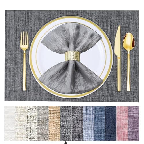 BETEAM Placemats Set of 8, Woven Vinyl Placemat for Dining Table Washable Wipeable Kitchen Place Mats Durable Indoor Outdoor Table Mats thumbnail 2