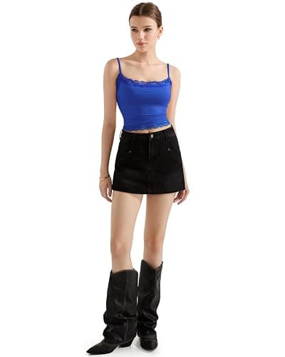 SUUKSESS Women Lace Double Lined Camisole Top Spaghetti Strap Going Out Tank Top thumbnail 5
