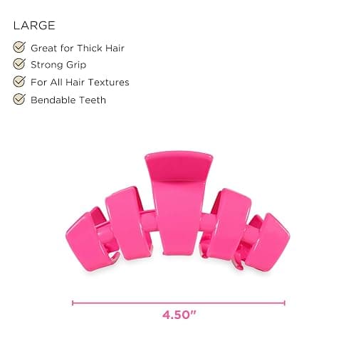 TELETIES - Large Hair Clip - For Thick to Super-Thick Hair - Strong Grip, Bendable Teeth, Comfortable Curved Design - For All Hair Textures - Tropical Punch thumbnail 3